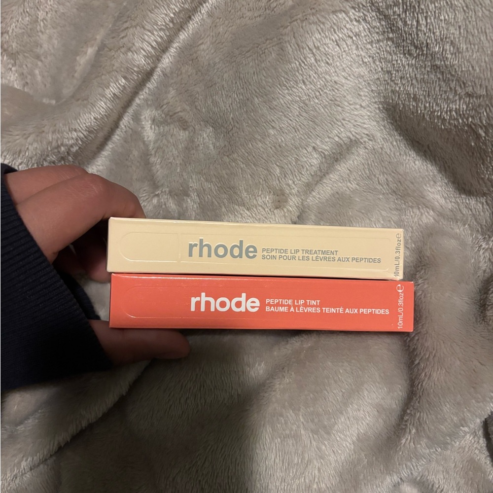 RHODE Peptide Lip Duo - Cream & Coral Boxes